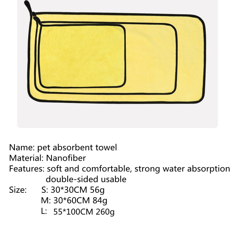 Microfiber Pet Towel - Absorbent Dog Bathrobe, Perfect for Bathing, Grooming