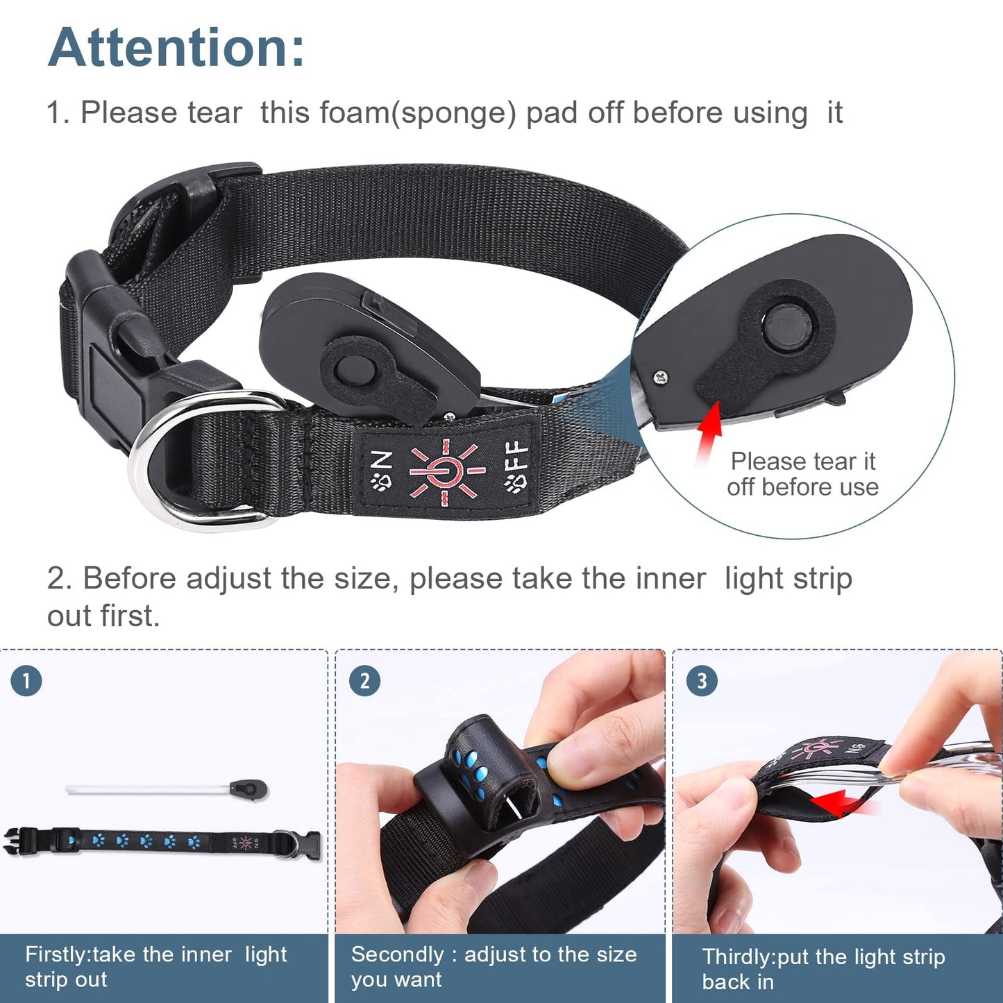 Colorful 7 Modes LED Dog Collar - USB Chargeable Pet Accessory for Nighttime Safety