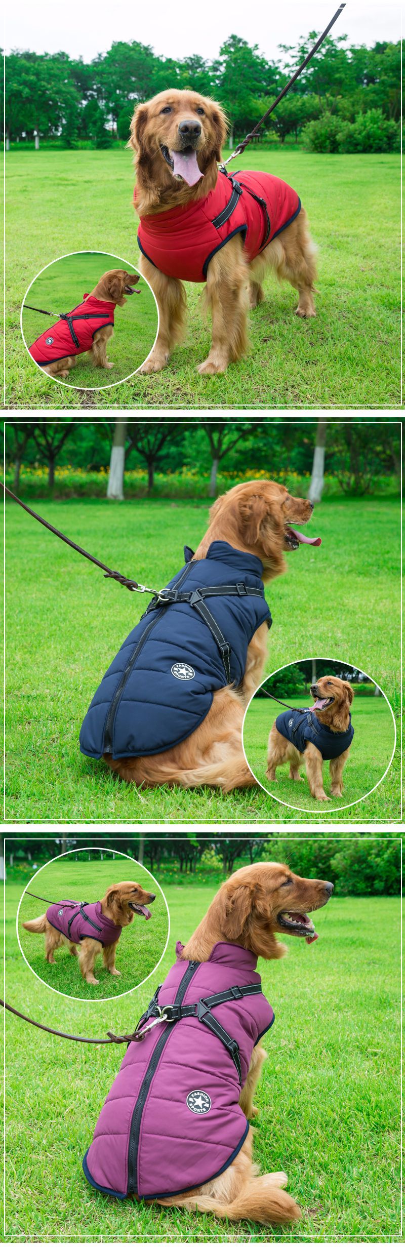 Waterproof Dog Raincoat with Reflective Strip and Hood for Small Medium Large Dogs