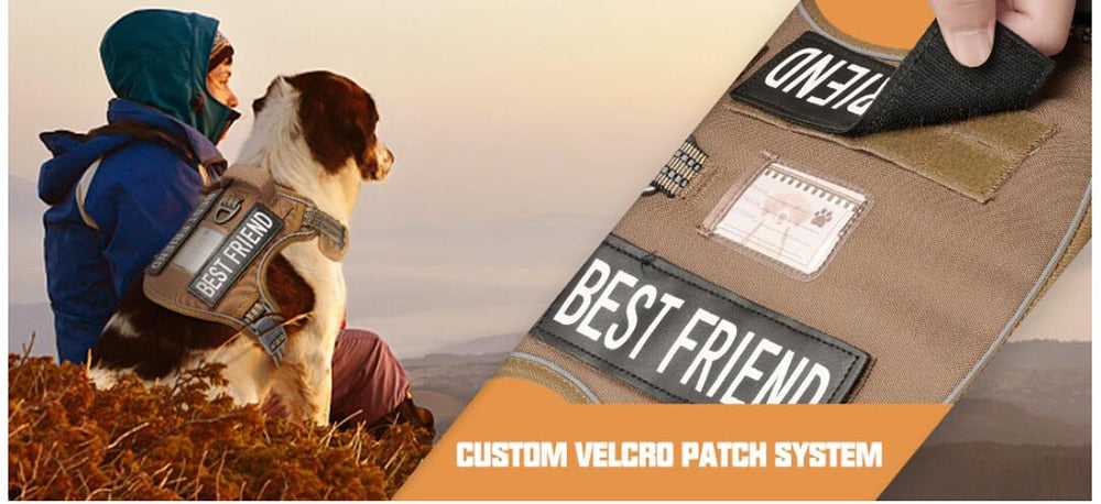 Durable and Adjustable Tactical Dog Harness with Reflective Material for Training and Outdoor Activities