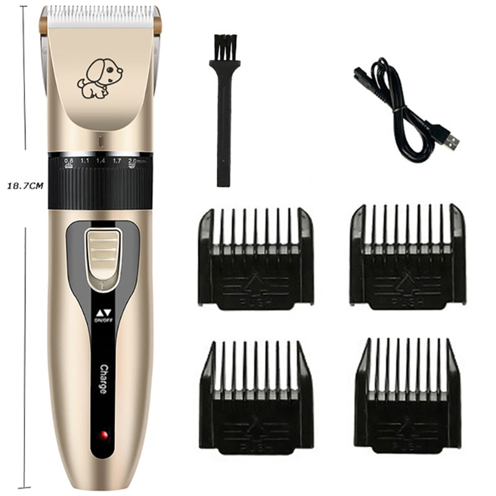 Professional Dog Hair Clipper Set - Cordless Electric Trimmer for Dogs and Cats with Ceramic Blade
