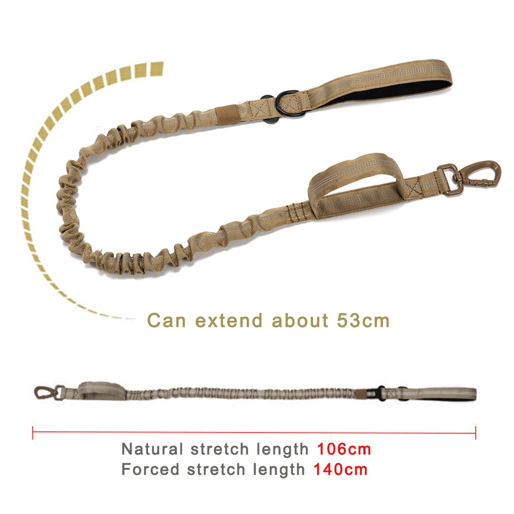 Reflective Dog Leash with Quick Release and Elastic Rope